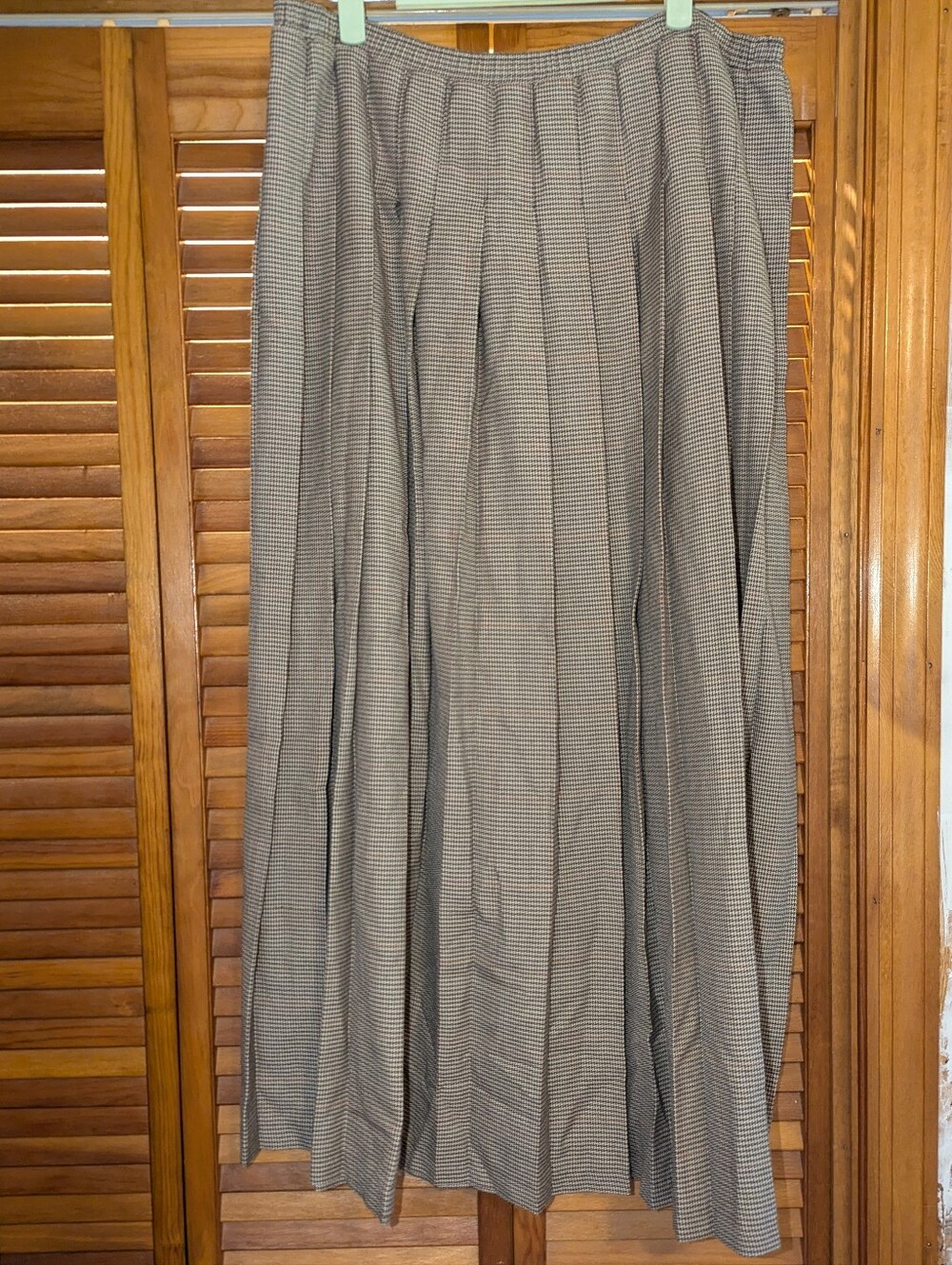 Brown Cream And Oranges Vintage  Pleated Herringbone Maxi Skirt Academia Fall